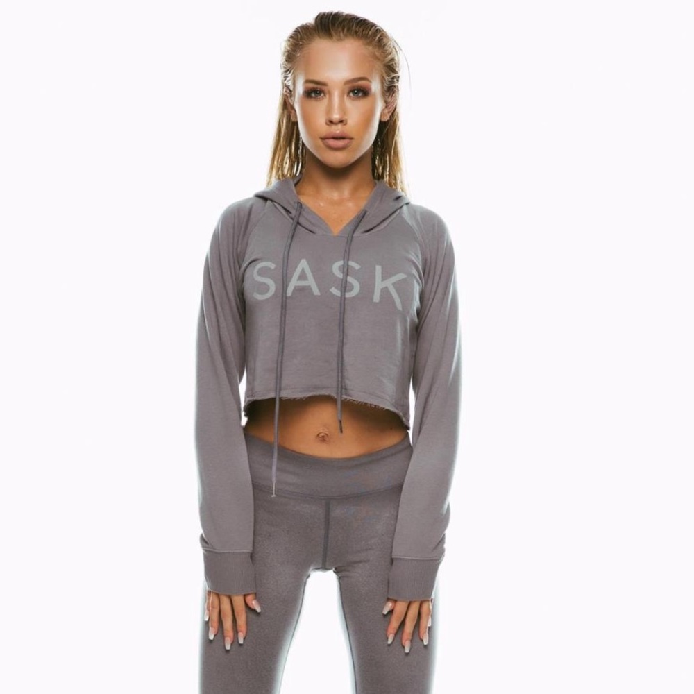 Saski Collection Charcoal Cropped Hoodie XS